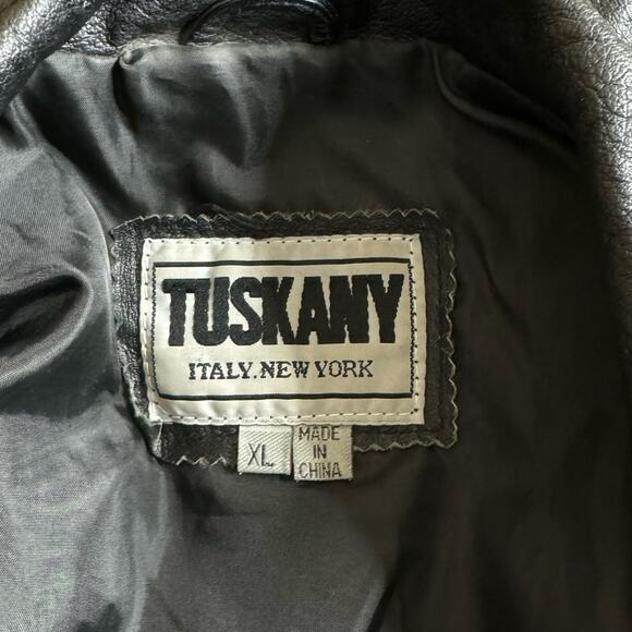 Tuskany Italy New York Leather Button Front Jacket with Shoulder Pads Women’s XL - Picture 9 of 11
